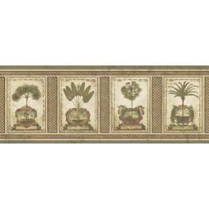  Antique Palm Tree Wall Border in Sage Green Antique Palm Tree 