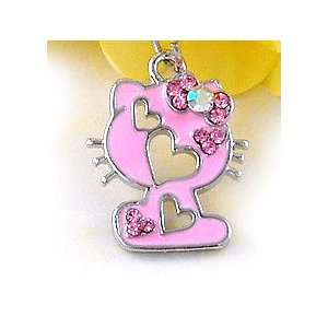  Pink Bow Kitty Cat Cell Phone Charm c728 
