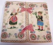Victorian Antique Dutch Embroidered Wool Handkerchief Hankie Holder 