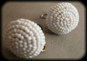 Vintage Gorgeous Glass Seed Bead antique Screwback Earrings  
