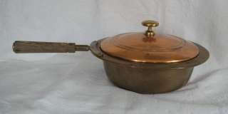 Solid copper saucepan skillet & lid, wood handle vintage Daalderop 