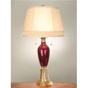   Metal Art Glass Table Lamp with Antique Brass Finish