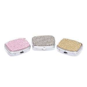  3 Pack Crystal Pill Boxes (Gold, Pink, Grey) Health 