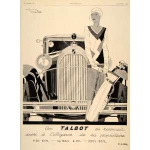 1929 Ad French Car Company Talbot Femme Golf Art Deco   Original Print 