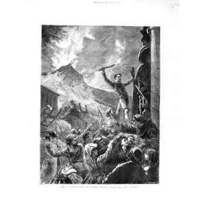   1872 Mount Vesuvius Neapolitan San Gennaro Attacking