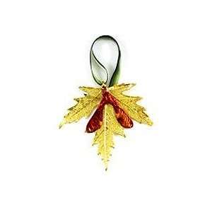  REAL LEAF Silver Maple Leaf Gold Iridescent Ornament