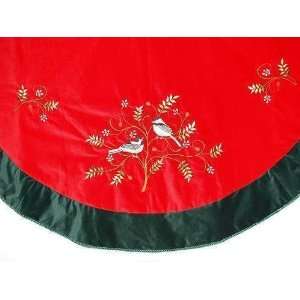   Seasons Designs 56 Red Velvet With Birds Tree Skirt
