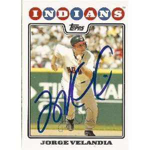  Jorge Velandia Signed Cleveland Indians 2008 Topps Card 
