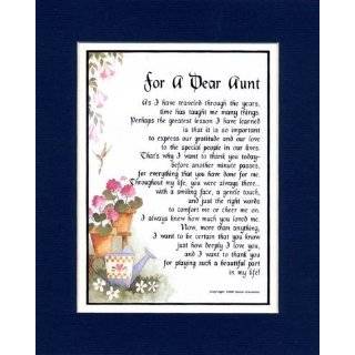For A Dear Aunt Touching 8x10 Poem, Double matted in Dark Blue Over 