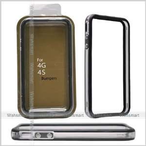  Black/clear Metal button Bumper Frame cover case For Apple 