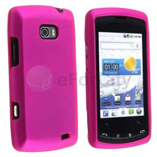 Rubber Hot Pink Hard Snap on Cover Skin Case For LG Ally VS740  