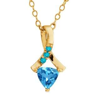  0.62 Ct Trillion Swiss Blue Topaz Gold Plated Sterling 