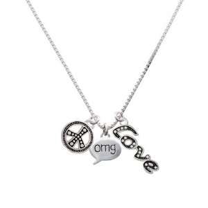  omg   Oh My God   Text Chat, Peace, Love Charm Necklace 