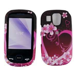  Pink with Purple Heart Flower Rubber Texture Samsung A797 