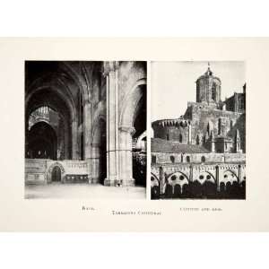  1909 Print Tarragona Cathedral Church Nave Apse Cloister 