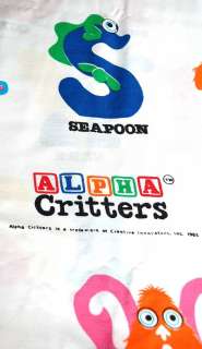 Vintage ALPHA CRITTERS Flat Sheet Fabric TWIN 70x90  