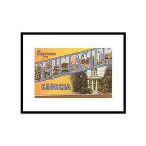Greetings from Brunswick, Georgia Places Pre Matted Poster Print 