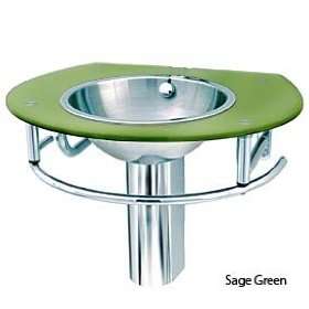 Decolav Sage Green Glass Bathroom Lavatory Vanity Sink Stainless Steel 