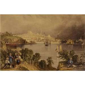  View of Baltimore by William H. Bartlett, 17 x 20 Fine 