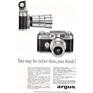 Ad 1957 Argus Camera You may be richer than you think Argus Camera 