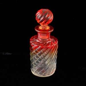Antique Amberina Rose Teinte Perfume Bottle 6 3/4 Ca 1900 1920 