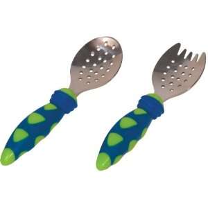  Sassy Less Mess Metal Fork & Spoon   Blue Baby