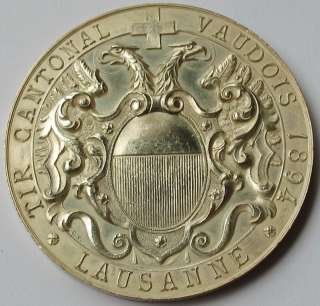 Switzerland Shooting Silver Medal   1894 Vaud Lausanne  