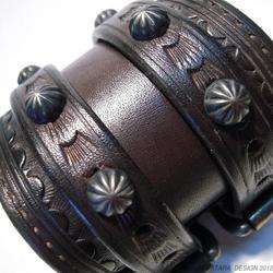 Leather Cuff American Cowboy *ROCKSTAR* Bracelet Band Hand made in NYC 