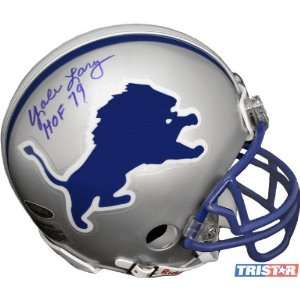  Yale Lary Detroit Lions Autographed Mini Helmet with HOF 