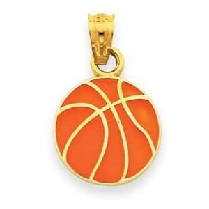 14k Enameled Basketball Pendant Jewelry