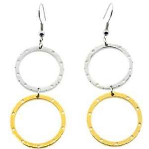   Gold Plated and Silver Tone Hoops Earrings withÃÂ Holes around it
