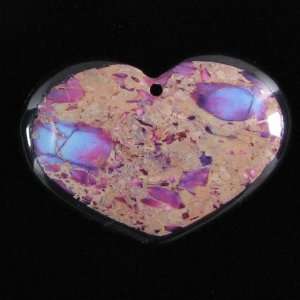  50mm purple variscite intarsia heart pendant bead