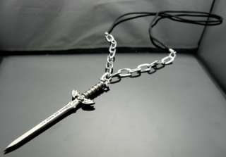   Big 110mm Blacktone Alloy Bat Wing Vampire Sword Pendant 30 Necklace