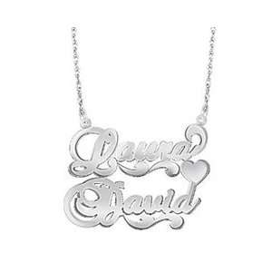   and Heart Necklace in 10K White Gold (2 Names) FRAT/RECOG/NAMEPLATE