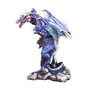  Blue Attacking Dragon Stone Resin Statue Figurine Dragons 