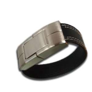    4GB Black Leather USB Bracelet (USB Wristband) Electronics
