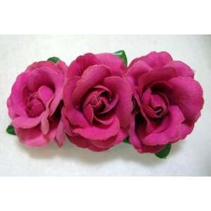  Pink Rose Triple Flower Hair Clip 
