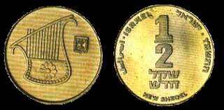 Complete coin set of Israel Lira, Old and New Sheqel  
