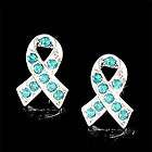   Swarovski Crystal ~Ovarian Cervical Cancer Awareness Ribbon Earrings