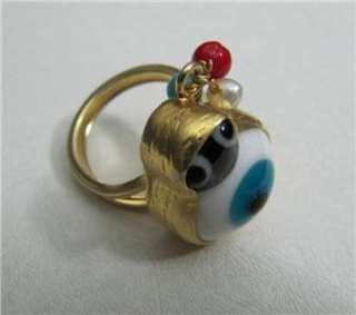 GOLD SILVER 925 EVIL EYE FREE SIZE RING NEW LADY BUG  
