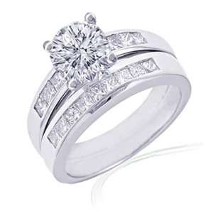  .75 Ct Emerald Diamond Wedding Rings Channel Set SI 