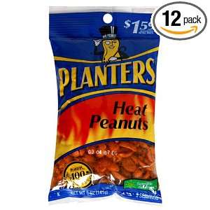 Planters Heat Peanuts, Hot & Spicy, 5 Ounce Bags (Pack of 12)