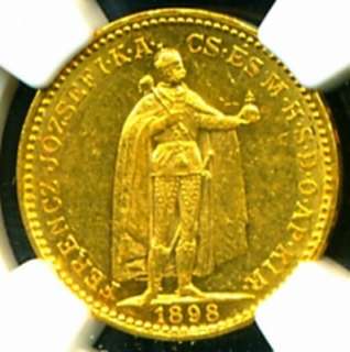 1898 AUSTRIA HUNGARY GOLD COIN 20 KORONA NGC CERTIFIED GENUINE GRADED 