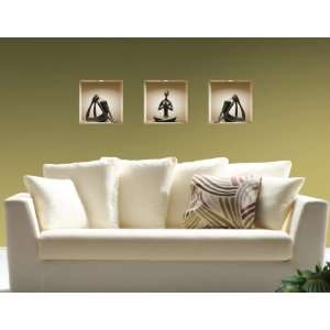  3D Wall Niche Removable Wall Decals Yoga Silhouette 