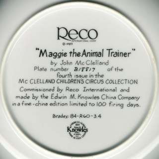 Maggie The Animal Trainer by John McClelland 1983 Plate  