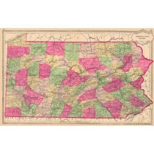  Tunison 1887 Antique Map of Pennsylvania