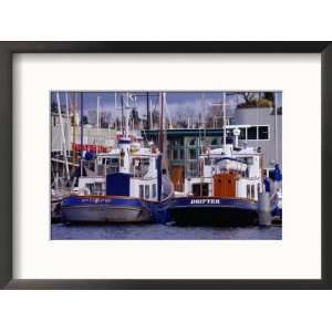 Lake Union Boats at Dock, Seattle, Washington, USA Collections Framed 