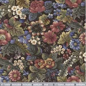  45 Wide Haussmann 1800s Collection Floral Black Fabric 