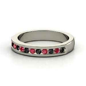  Daria Ring, Sterling Silver Ring with Black Diamond & Ruby 