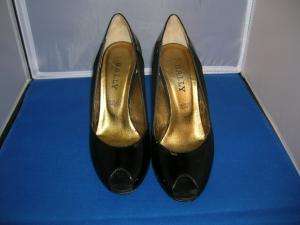 BALLY Black Patent Leather/Suede Open Toe Pumps Shoes 6  